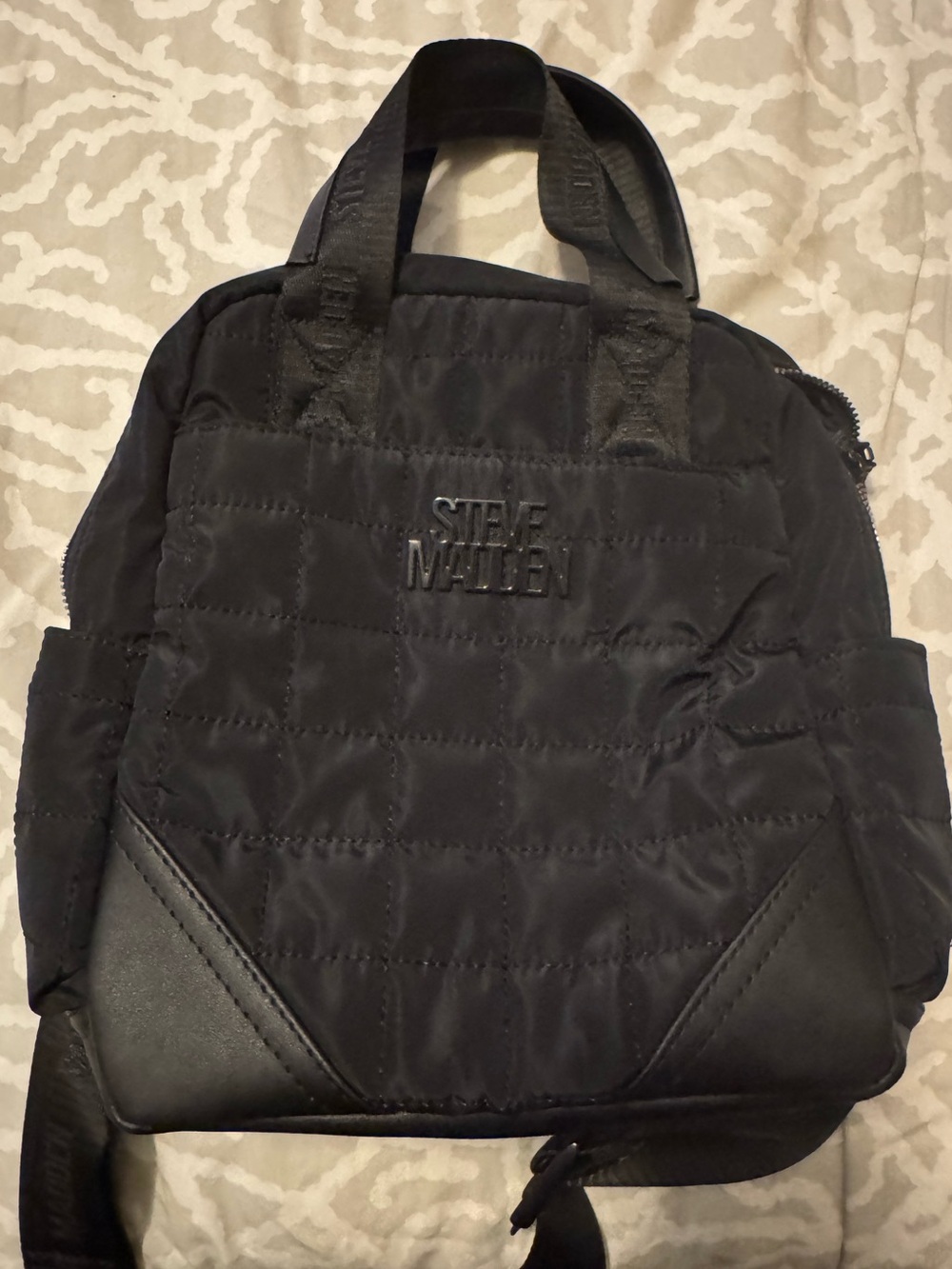 Steve Madden Black Quilted  Backpack Tote